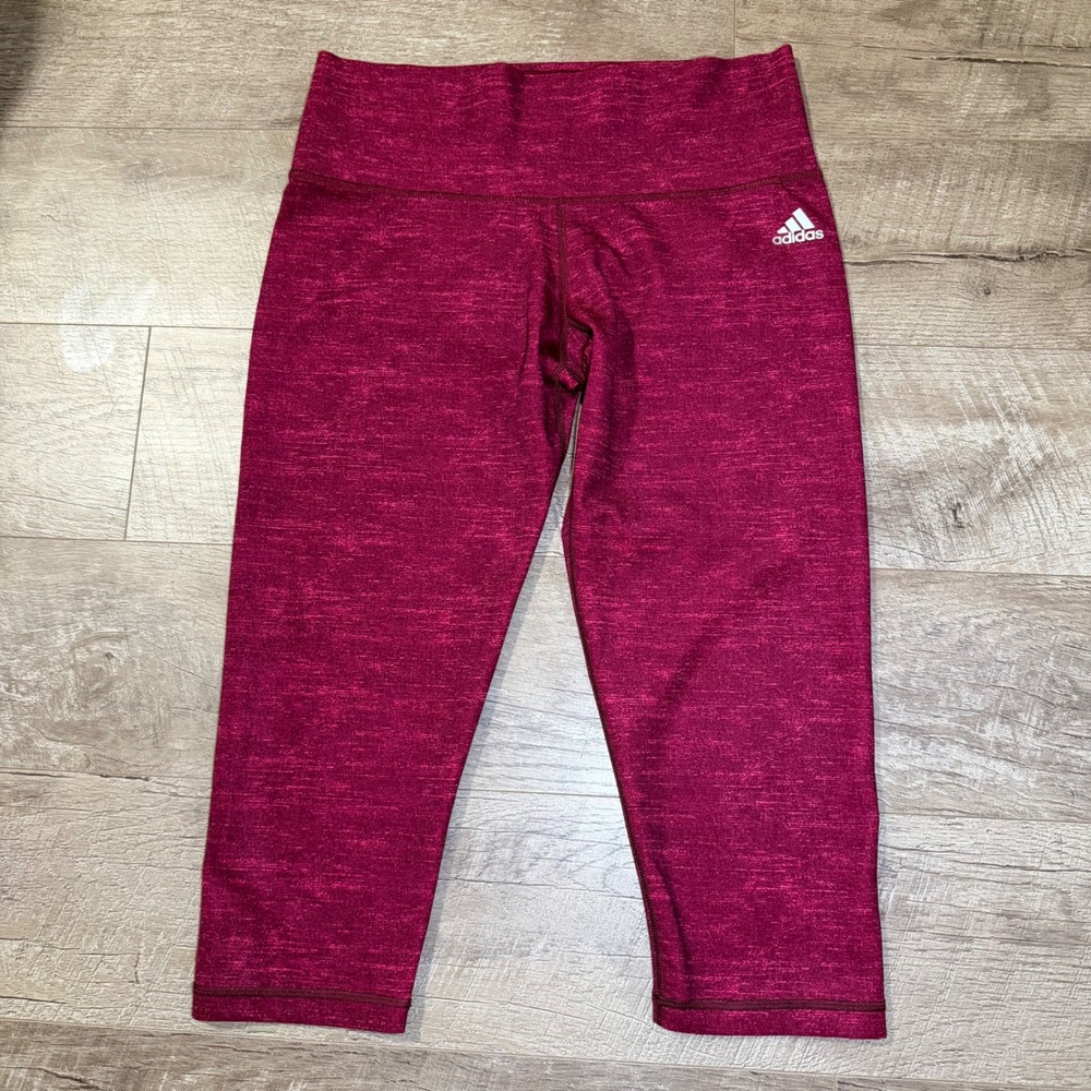 Adidas Climalite Women's Magenta Space Dye Cropped Leggings Capris Size M